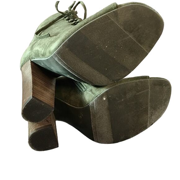 Suede Peep Toe Lace Up Booties - Picture 6 of 8